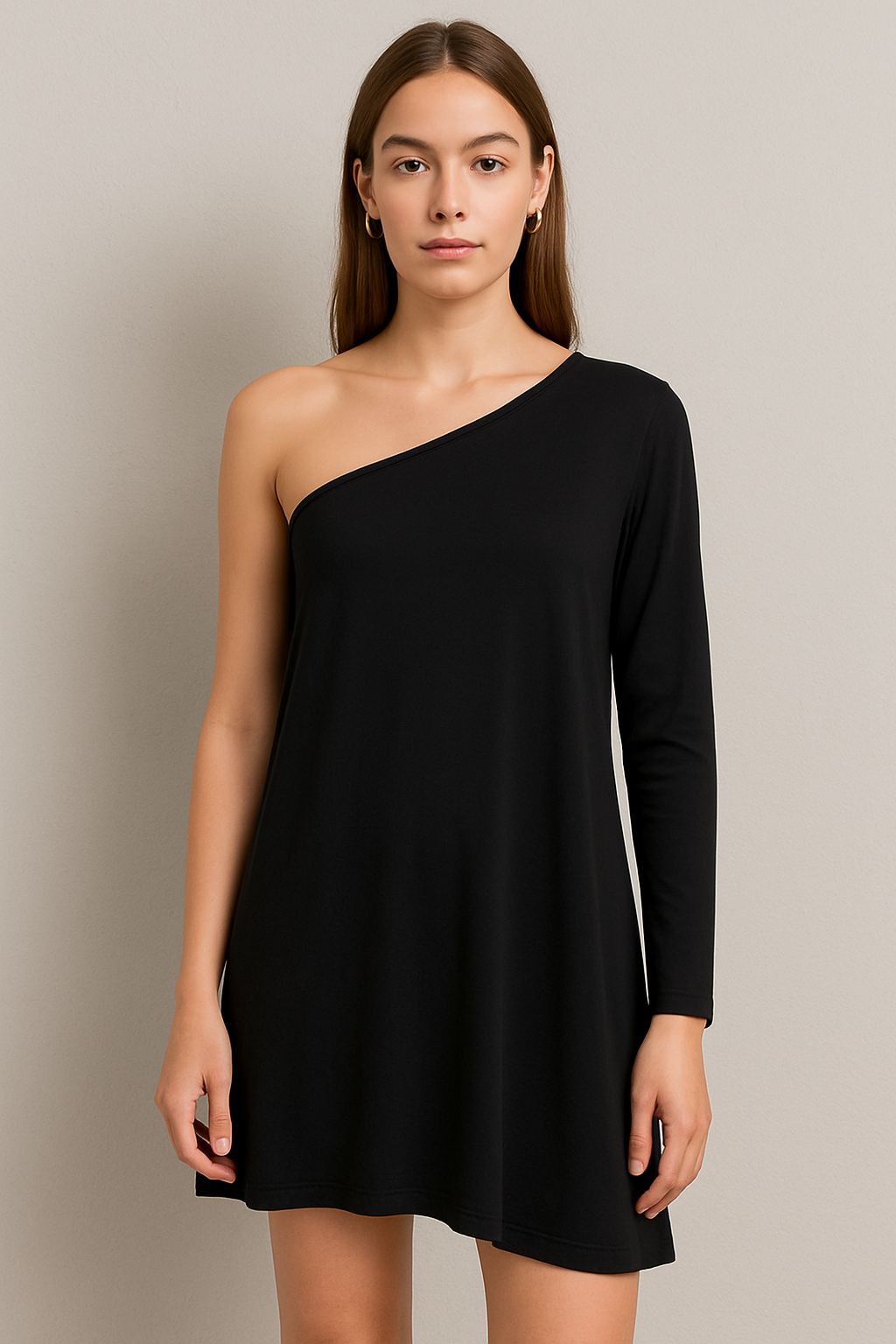 Women stylish Black One-Shoulder Long Sleeve Bodycon Mini Dress