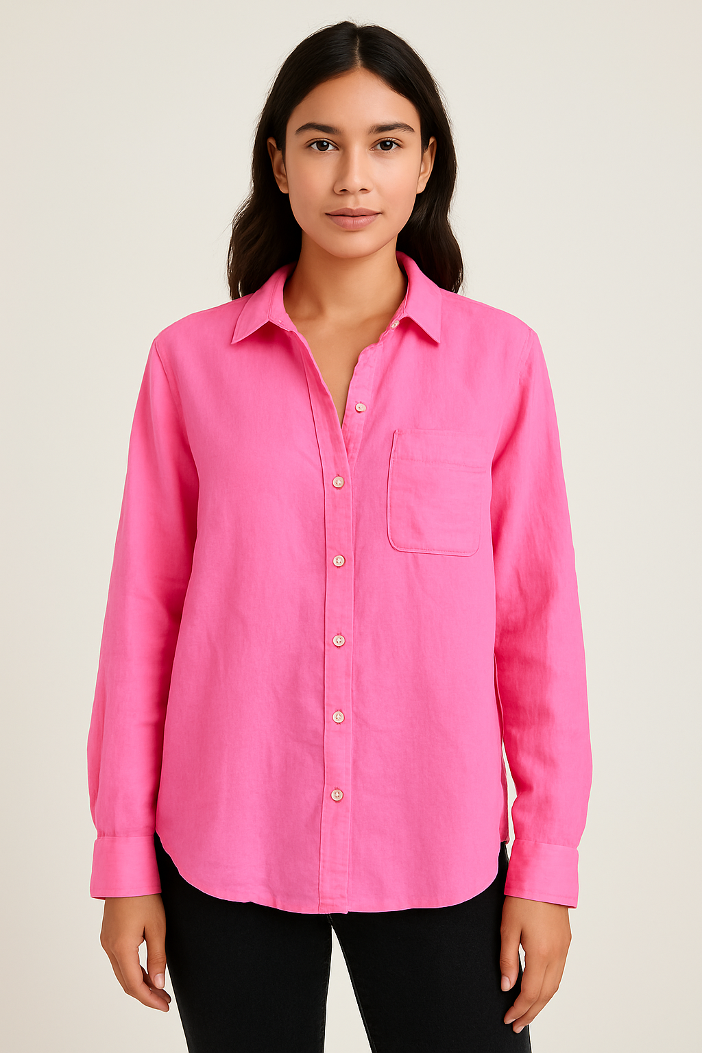 Classic Bright Pink Button-Down Shirt