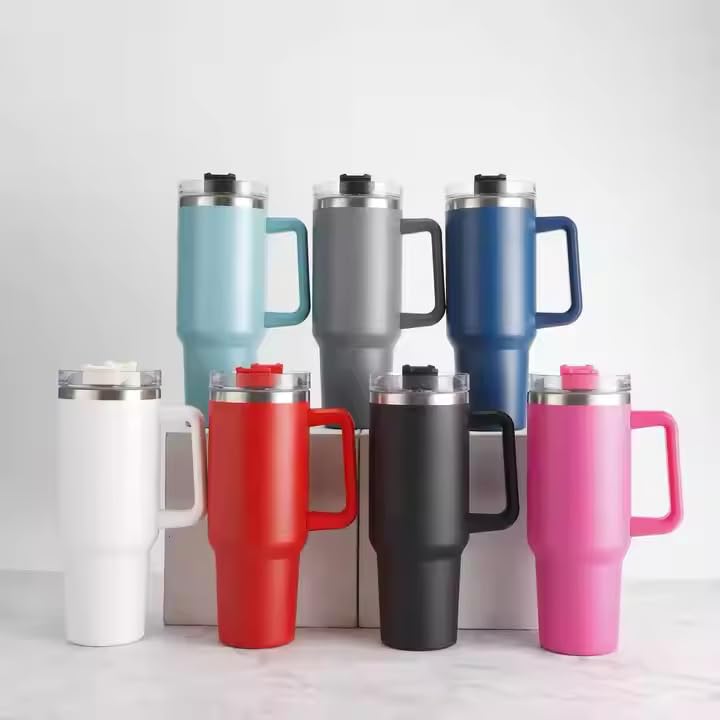 Insulated Stainless 40oz Steel Tumbler with Straw | Reusable, Leak-Proof Travel Mug for Home, Office, College, School, Gym & Outdoor Use