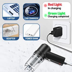 3 in 1 Portable Car Vacuum Cleaner with Blower | USB Rechargeable Wireless Handheld Vacuum for Car, Home, Office, Shops, Traveling & Camping | Reusable, Portable, Rechargeable (3 in 1 Vacuum)