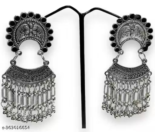 Stylish Trendy Antique Silver Boho Statement Earrings For Women