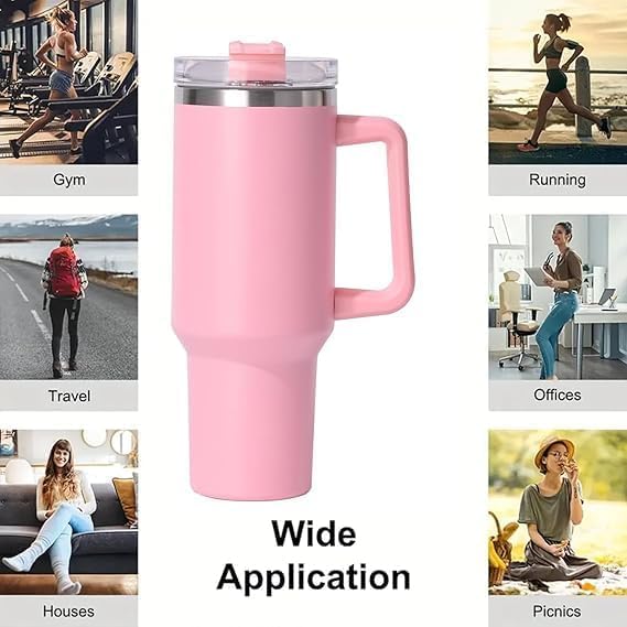 Stanley Quencher H2.0 Tumbler with Handle and Straw 40 oz | Flowstate 3-Position Lid | Cup Holder Compatible for Travel | Insulated Stainless Steel Cup | BPA-Free | Printed Pink Marble Edition