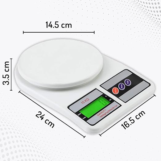 Digital Kitchen Weighing Scale 10Kg – LCD Display, 1-Year Warranty, Precision Weight Machine for Cooking, Baking, Diet, Shop & Home Use