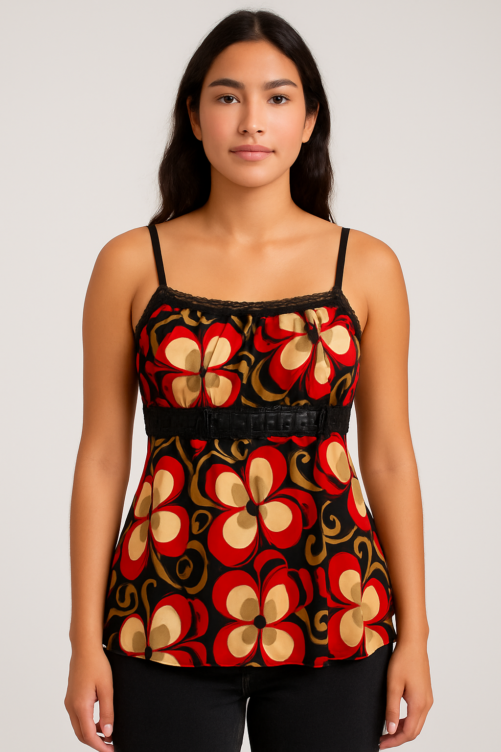 Retro Floral Print Camisole Top