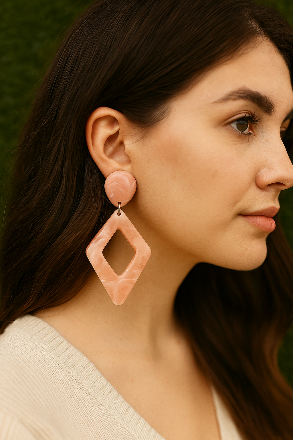 Stylish Geometric Dangle Earrings for Women – Lightweight Resin Drop Earrings with Retro Diamond Shape | Statement Jewelry for Party, Casual & Daily Wear