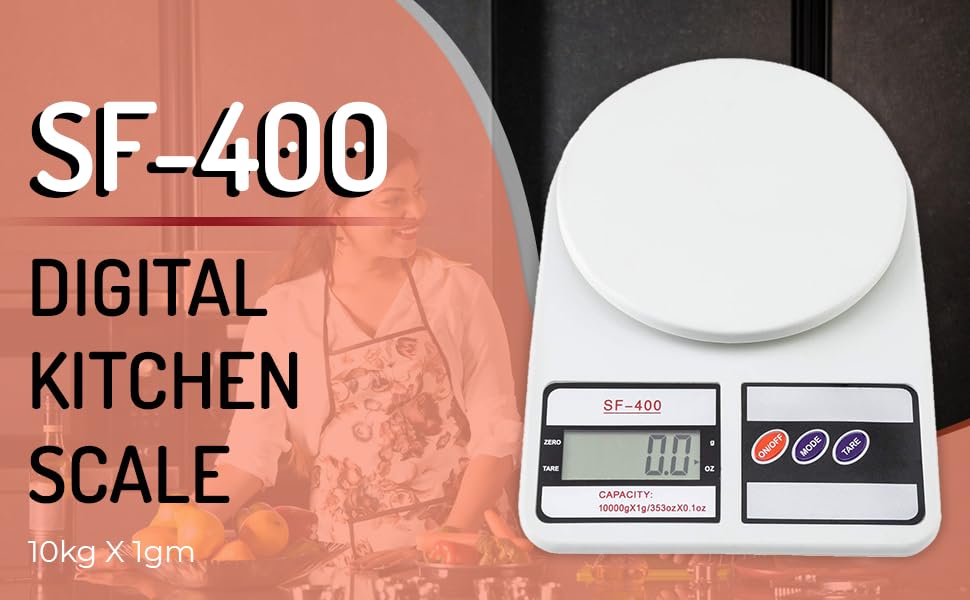 Digital Kitchen Weighing Scale 10Kg – LCD Display, 1-Year Warranty, Precision Weight Machine for Cooking, Baking, Diet, Shop & Home Use