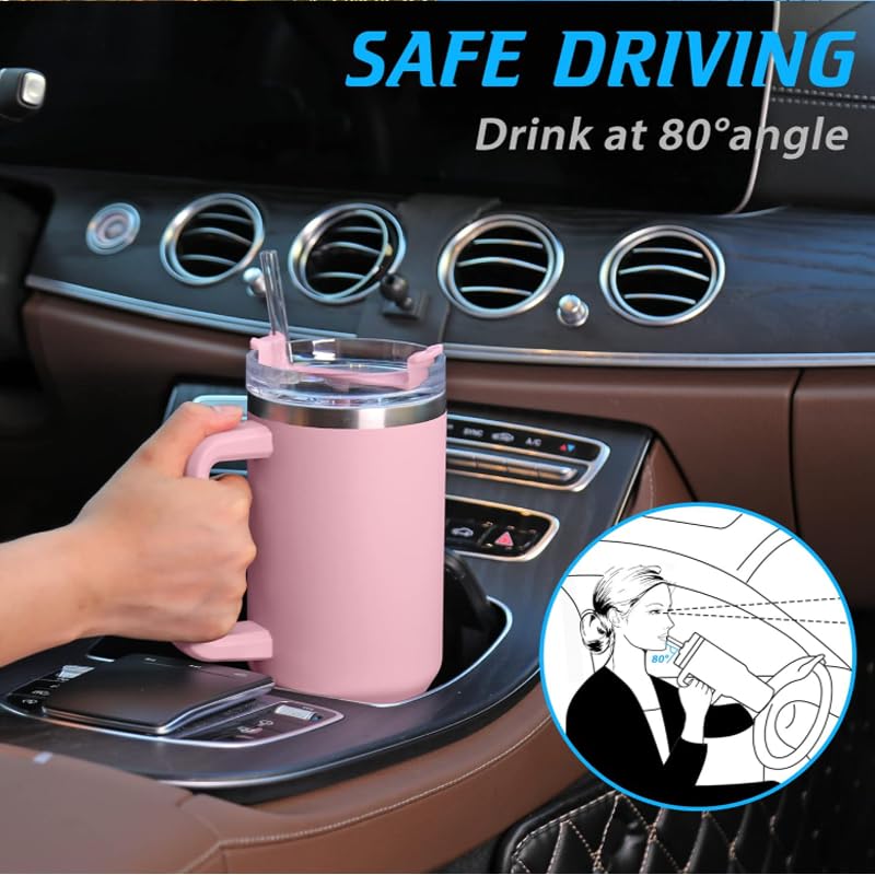 Insulated Stainless 40oz Steel Tumbler with Straw | Reusable, Leak-Proof Travel Mug for Home, Office, College, School, Gym & Outdoor Use