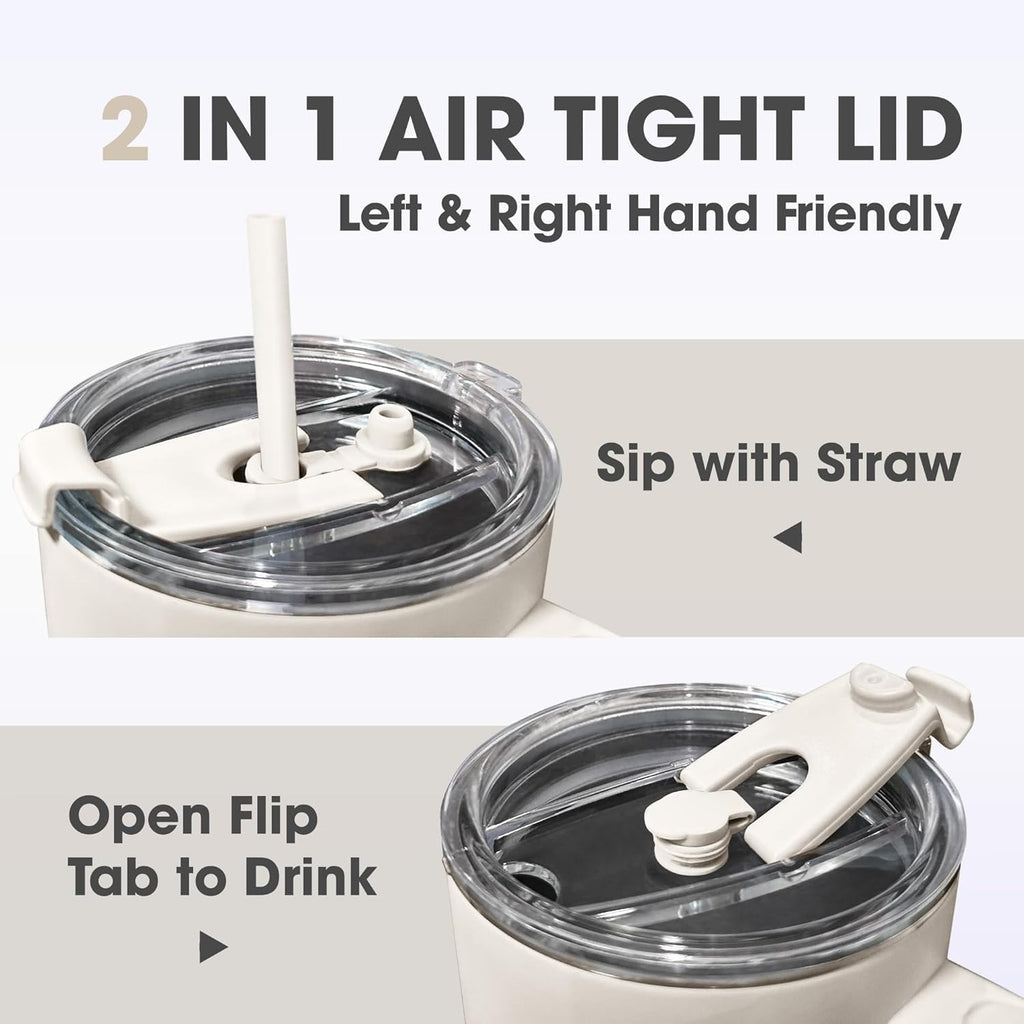 Insulated Stainless 40oz Steel Tumbler with Straw | Reusable, Leak-Proof Travel Mug for Home, Office, College, School, Gym & Outdoor Use