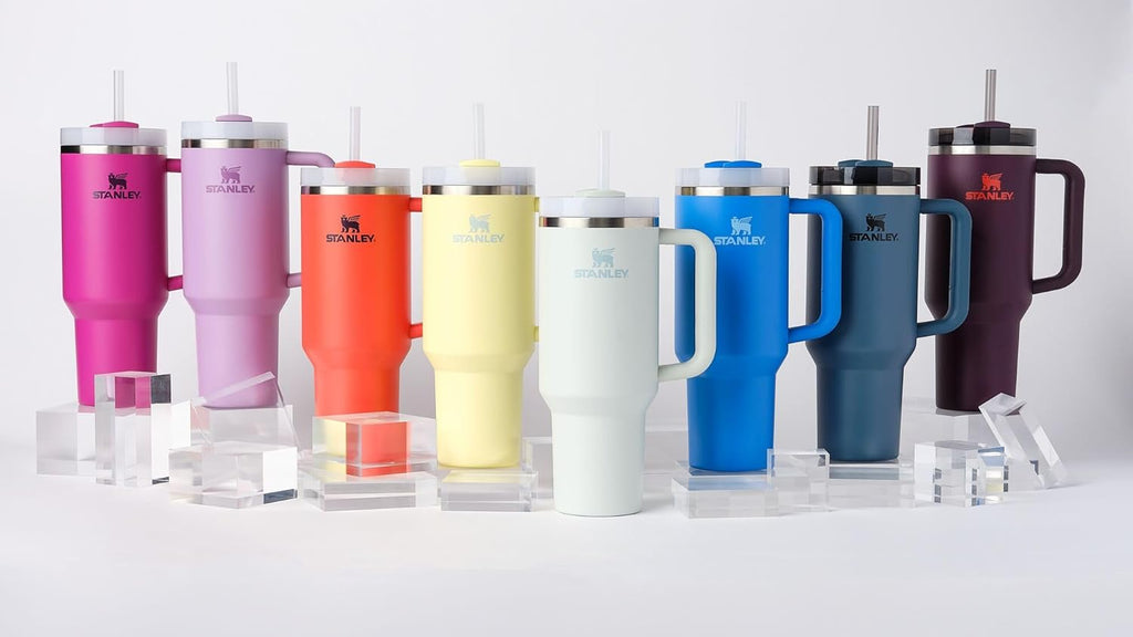 Stanley Quencher H2.0 Tumbler with Handle and Straw 40 oz | Flowstate 3-Position Lid | Cup Holder Compatible for Travel | Insulated Stainless Steel Cup | BPA-Free | Printed Pink Marble Edition