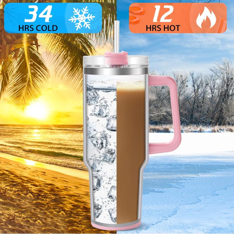 Insulated Stainless 40oz Steel Tumbler with Straw | Reusable, Leak-Proof Travel Mug for Home, Office, College, School, Gym & Outdoor Use