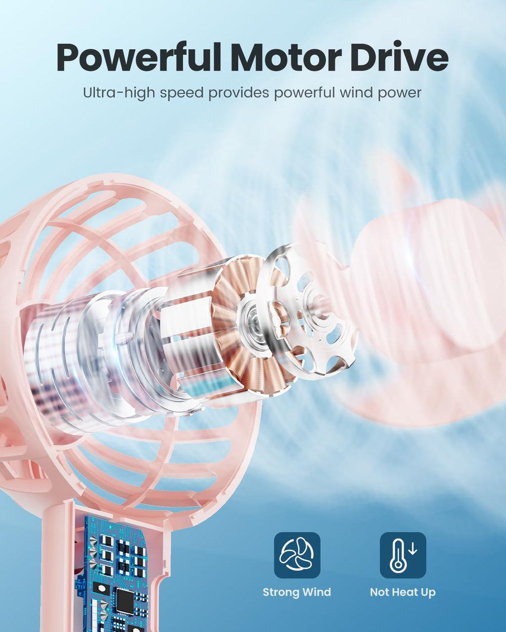 Mini Portable USB Hand Fan with Stand | Rechargeable 1200mAh Battery | 3-Speed High-Speed Cooling Fan | Up to 3 Hours Runtime | Desktop, Table & Travel Fan for Home, Office & Outdoor Use (Multicolour)