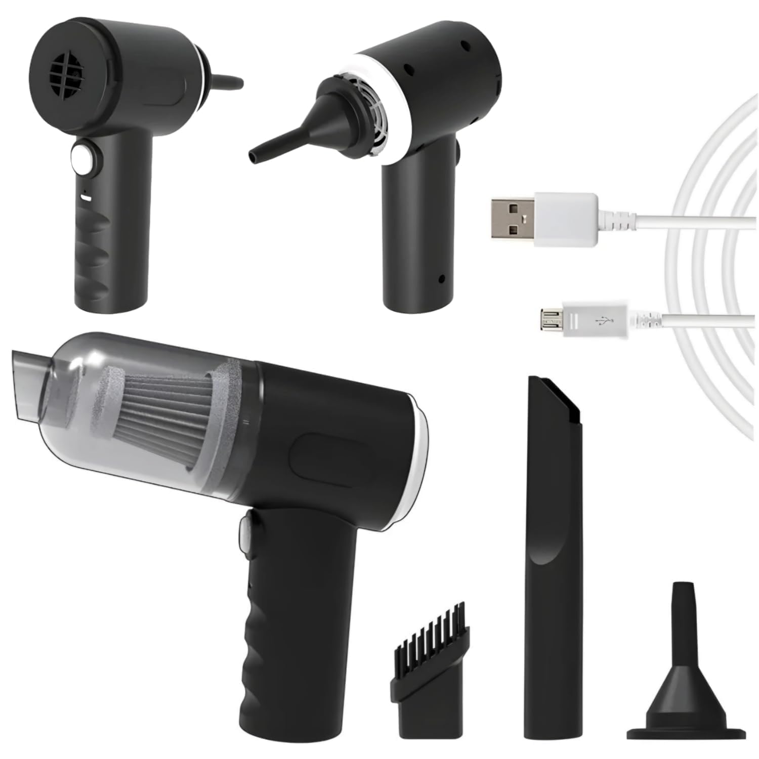 3 in 1 Portable Car Vacuum Cleaner with Blower | USB Rechargeable Wireless Handheld Vacuum for Car, Home, Office, Shops, Traveling & Camping | Reusable, Portable, Rechargeable (3 in 1 Vacuum)