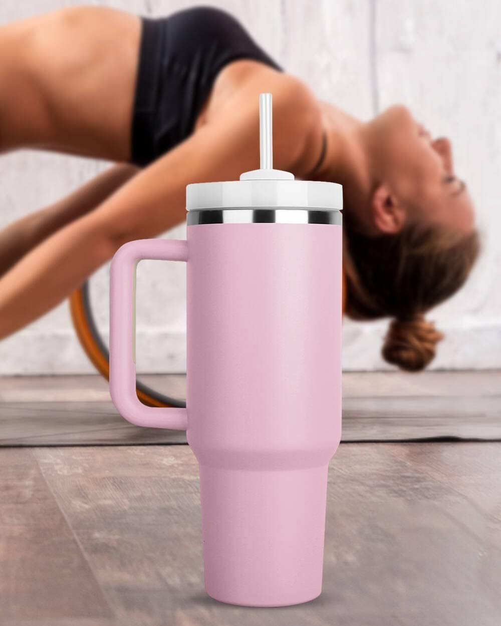 Insulated Stainless 40oz Steel Tumbler with Straw | Reusable, Leak-Proof Travel Mug for Home, Office, College, School, Gym & Outdoor Use