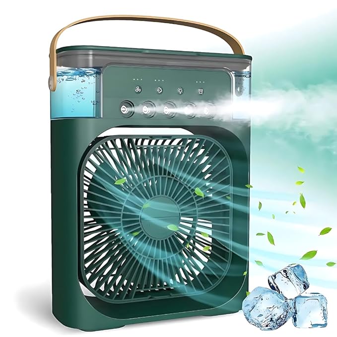 Portable Mini Cooler Rechargeable Air Conditioner Water Cooler Small AC for Office,Shops,Home,Kitchen Cooling, Summer Fan USB Compatible 3 Fast Speed (Multicolour)