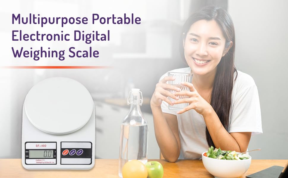 Digital Kitchen Weighing Scale 10Kg – LCD Display, 1-Year Warranty, Precision Weight Machine for Cooking, Baking, Diet, Shop & Home Use