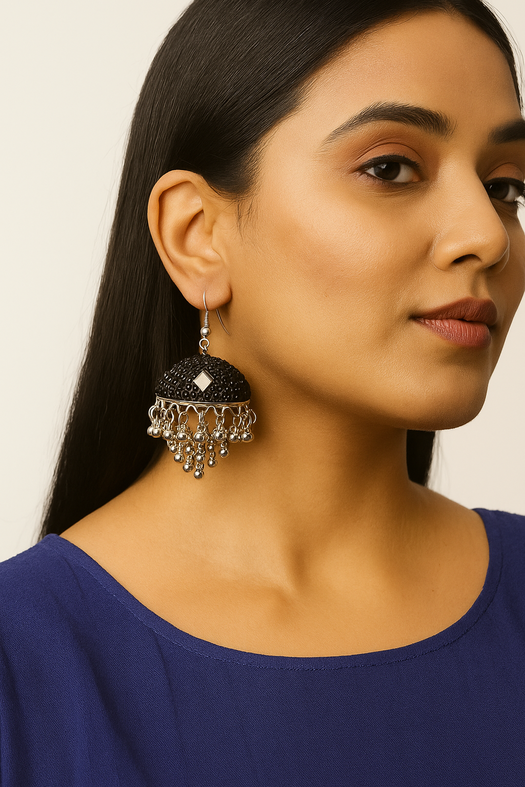 Elegant Black Oxidized Jhumka Earrings