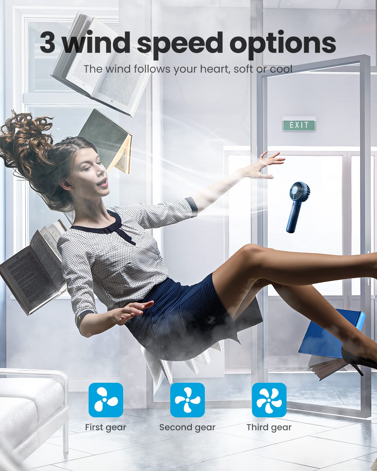 Mini Portable USB Hand Fan with Stand | Rechargeable 1200mAh Battery | 3-Speed High-Speed Cooling Fan | Up to 3 Hours Runtime | Desktop, Table & Travel Fan for Home, Office & Outdoor Use (Multicolour)