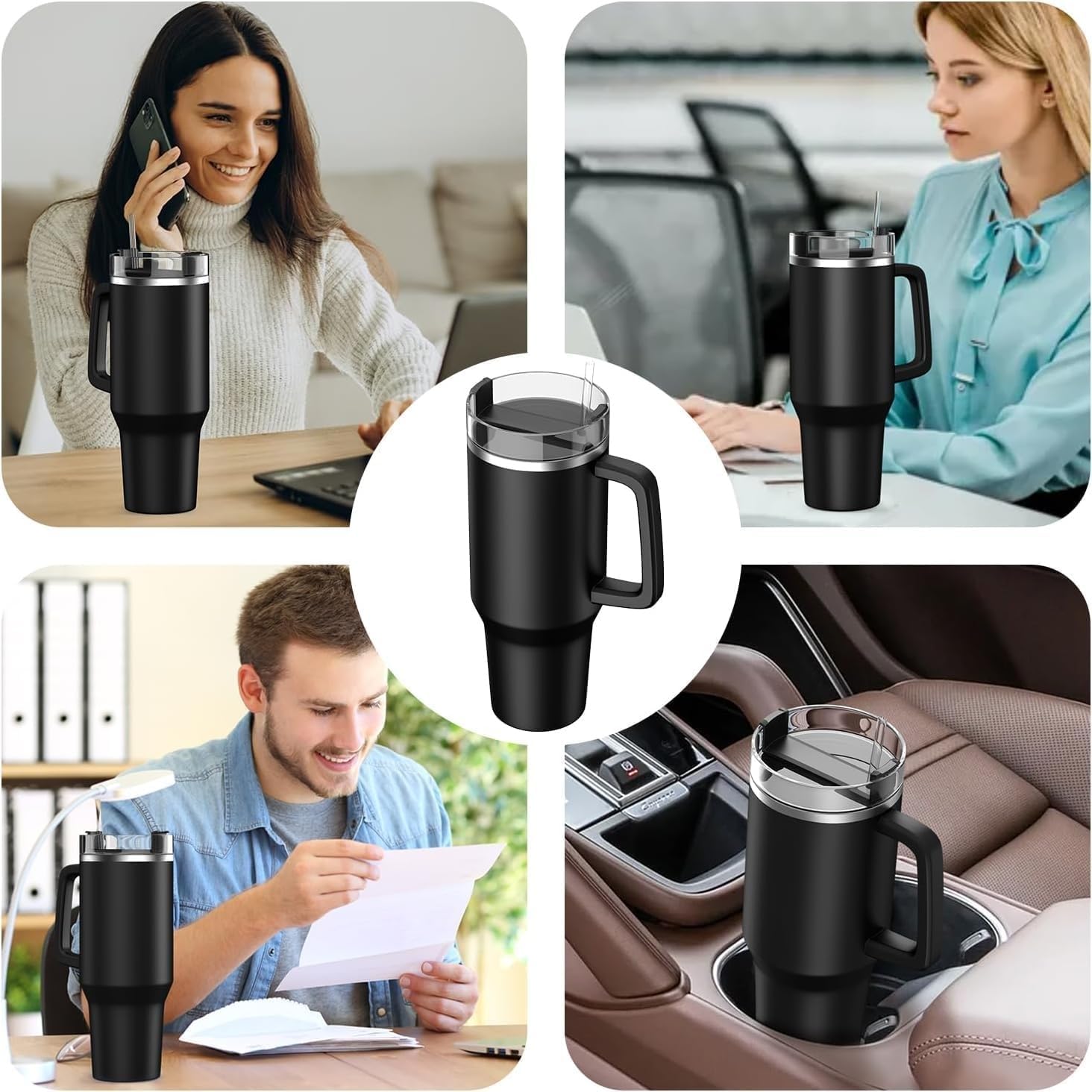 Insulated Stainless 40oz Steel Tumbler with Straw | Reusable, Leak-Proof Travel Mug for Home, Office, College, School, Gym & Outdoor Use