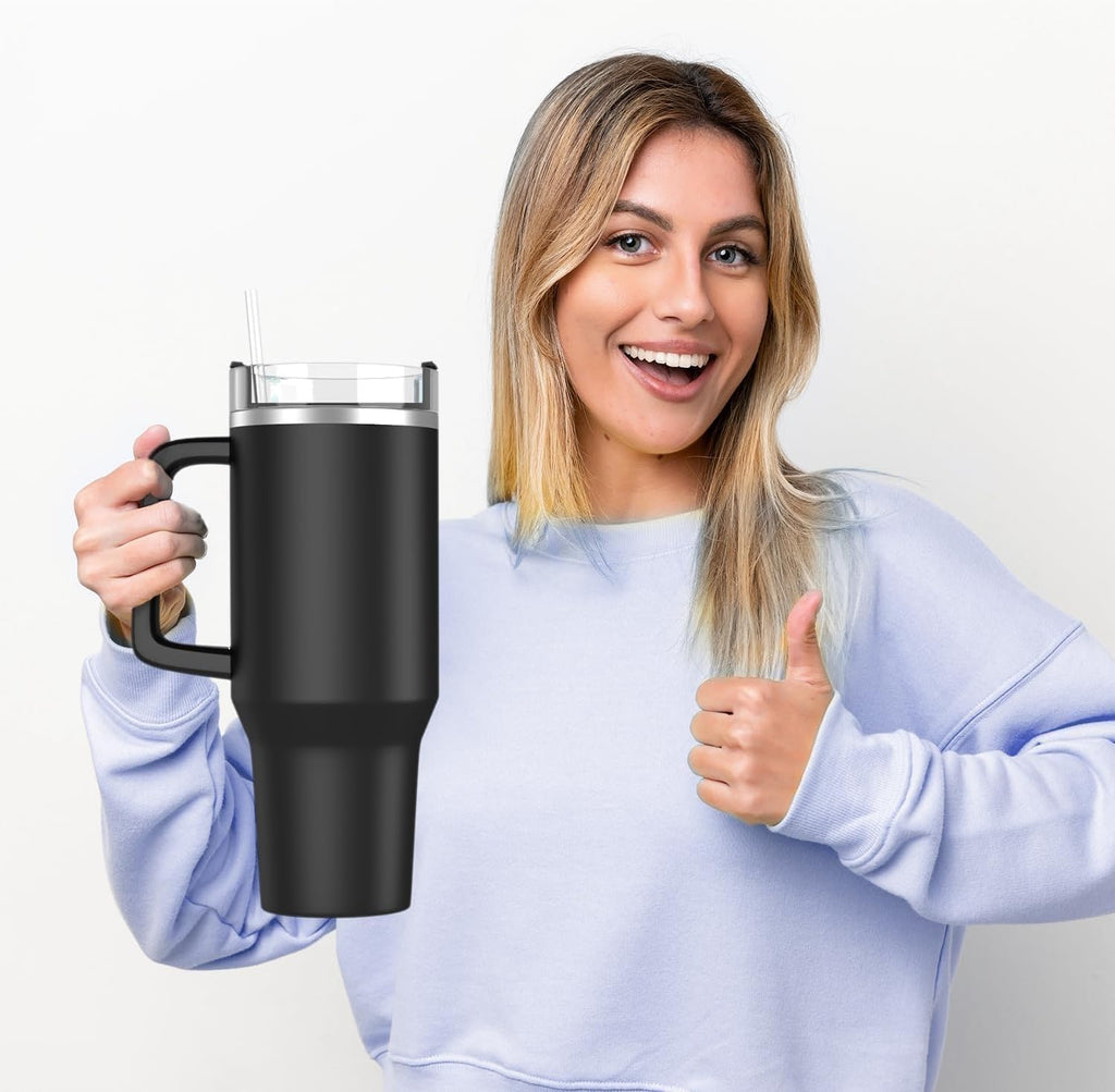 Insulated Stainless 40oz Steel Tumbler with Straw | Reusable, Leak-Proof Travel Mug for Home, Office, College, School, Gym & Outdoor Use