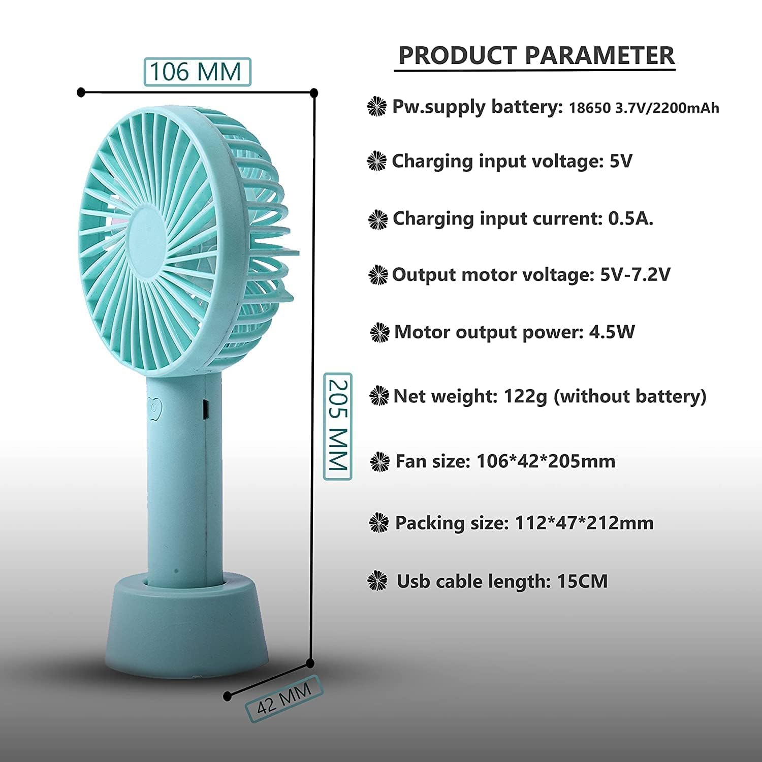 Mini Portable USB Hand Fan with Stand | Rechargeable 1200mAh Battery | 3-Speed High-Speed Cooling Fan | Up to 3 Hours Runtime | Desktop, Table & Travel Fan for Home, Office & Outdoor Use (Multicolour)