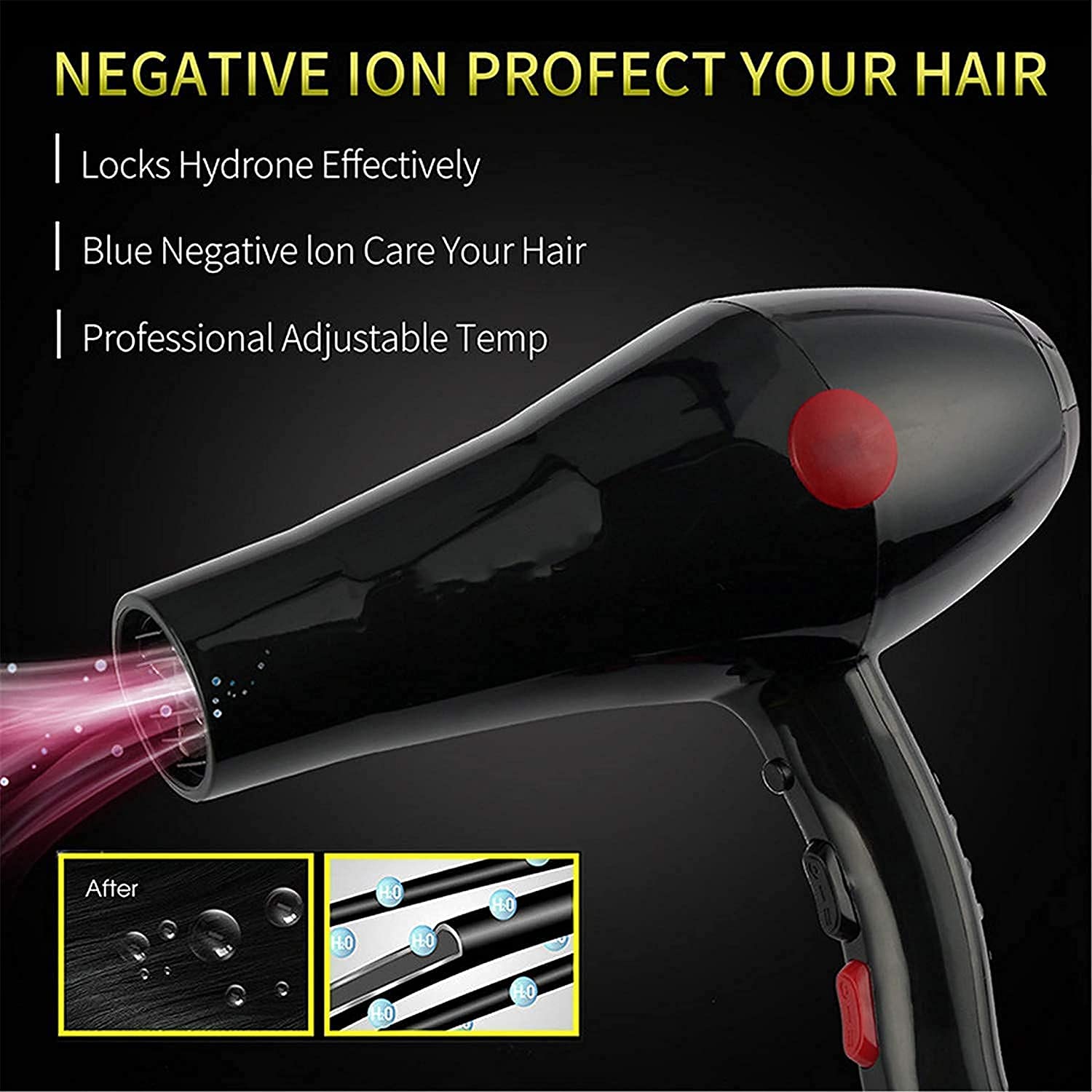 Professional 2000 W High-Torque Hair Dryer for Women & Men – Salon, Parlour & Home Use | Ionic Conditioning | 3 Heat & 2 Speed Settings | Cold Shot | Foldable Handle | Ergonomic Design with Heat Shielding Technology (Black)