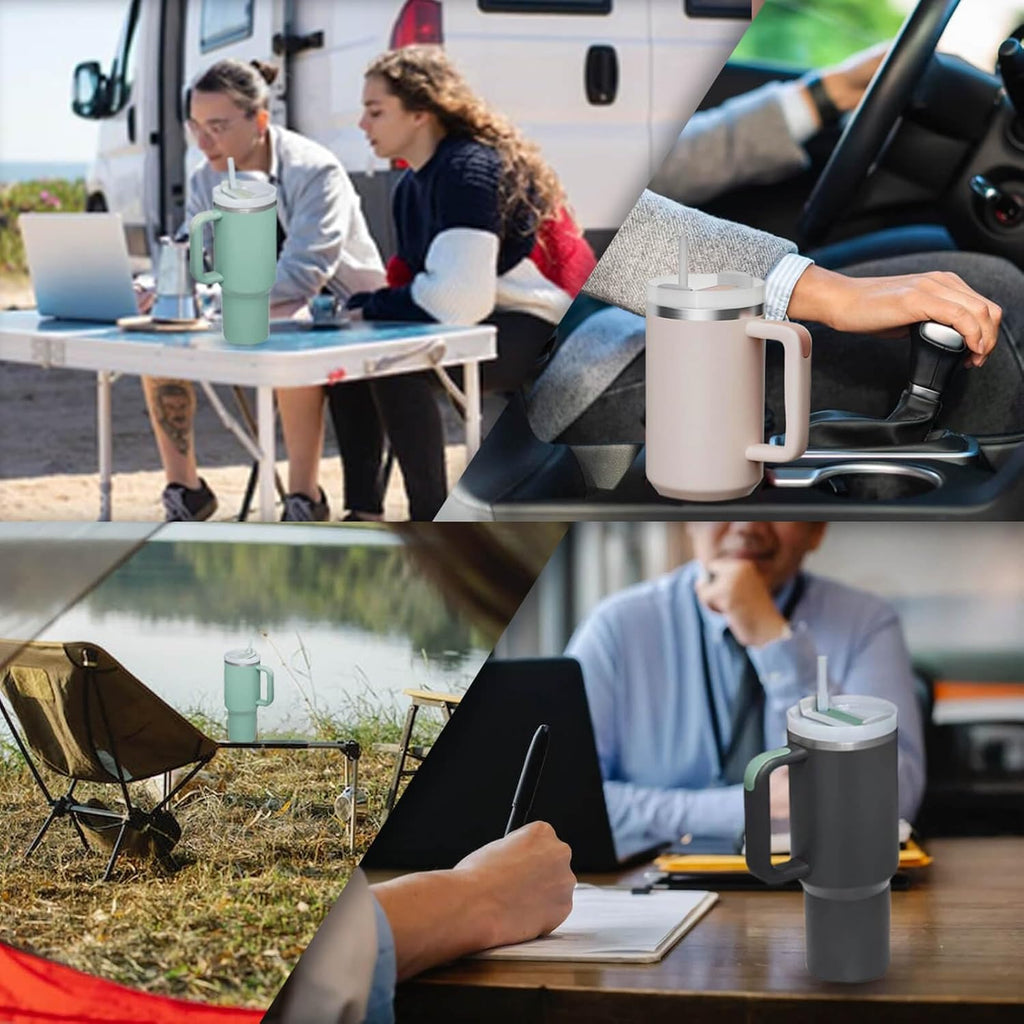 Insulated Stainless 40oz Steel Tumbler with Straw | Reusable, Leak-Proof Travel Mug for Home, Office, College, School, Gym & Outdoor Use