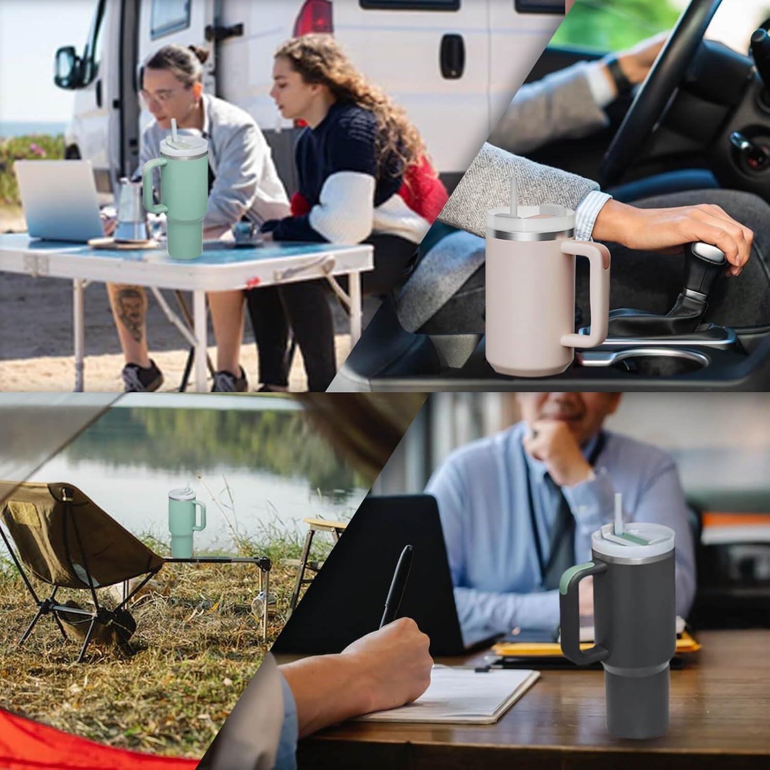 Insulated Stainless 40oz Steel Tumbler with Straw | Reusable, Leak-Proof Travel Mug for Home, Office, College, School, Gym & Outdoor Use