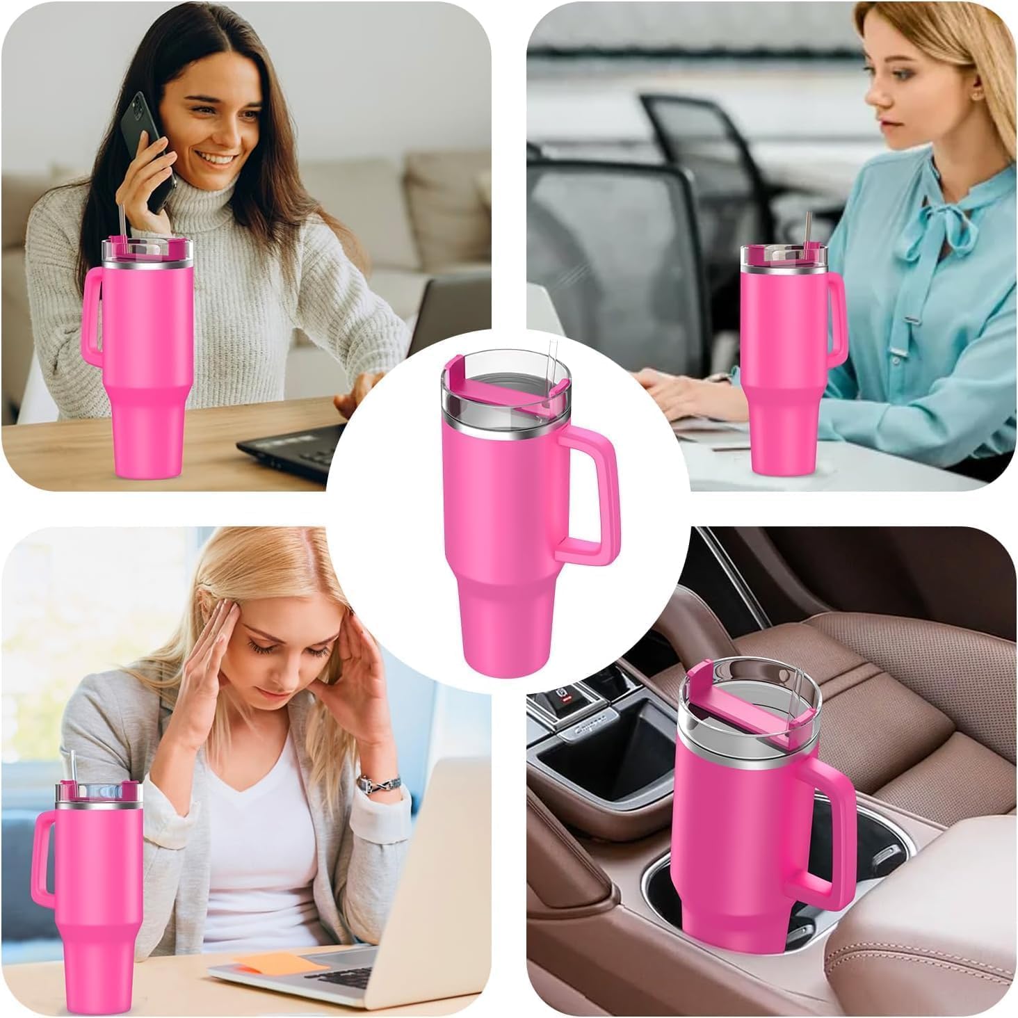 Insulated Stainless 40oz Steel Tumbler with Straw | Reusable, Leak-Proof Travel Mug for Home, Office, College, School, Gym & Outdoor Use