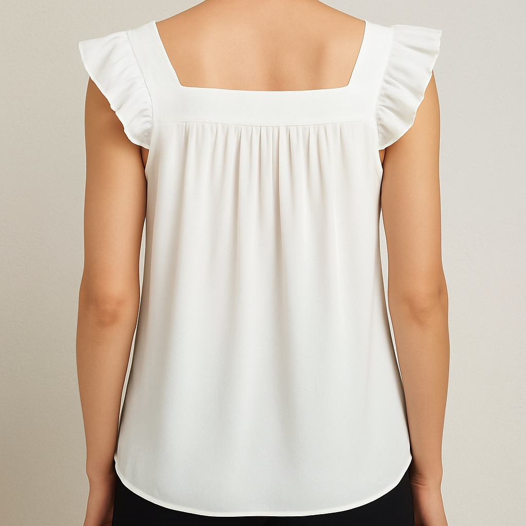 Elegant White Ruffle Sleeve Blouse Top