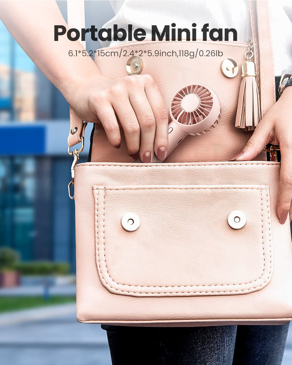 Mini Portable USB Hand Fan with Stand | Rechargeable 1200mAh Battery | 3-Speed High-Speed Cooling Fan | Up to 3 Hours Runtime | Desktop, Table & Travel Fan for Home, Office & Outdoor Use (Multicolour)