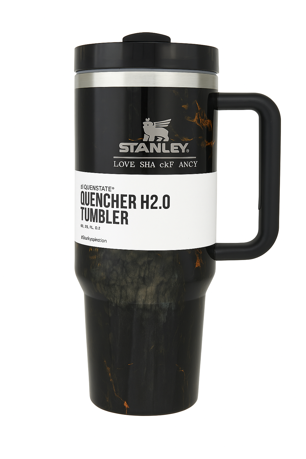 Stanley Quencher H2.0 Tumbler with Handle and Straw 40 oz | Flowstate 3-Position Lid | Cup Holder Compatible for Travel | Insulated Stainless Steel Cup | BPA-Free | Printed Black Marble Edition