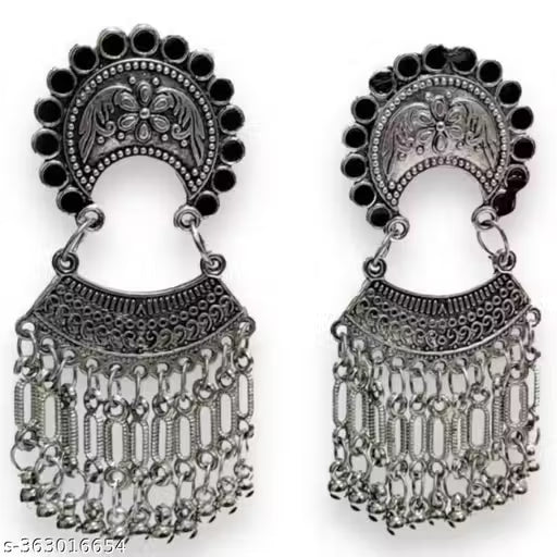Stylish Trendy Antique Silver Boho Statement Earrings For Women