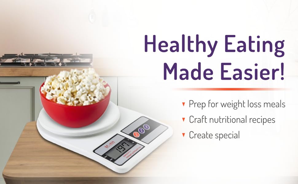 Digital Kitchen Weighing Scale 10Kg – LCD Display, 1-Year Warranty, Precision Weight Machine for Cooking, Baking, Diet, Shop & Home Use