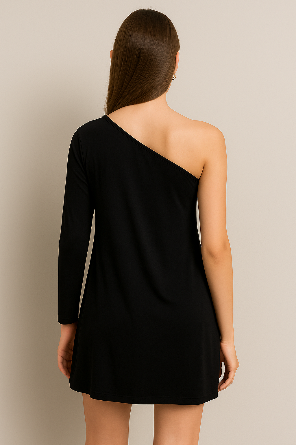 Women stylish Black One-Shoulder Long Sleeve Bodycon Mini Dress