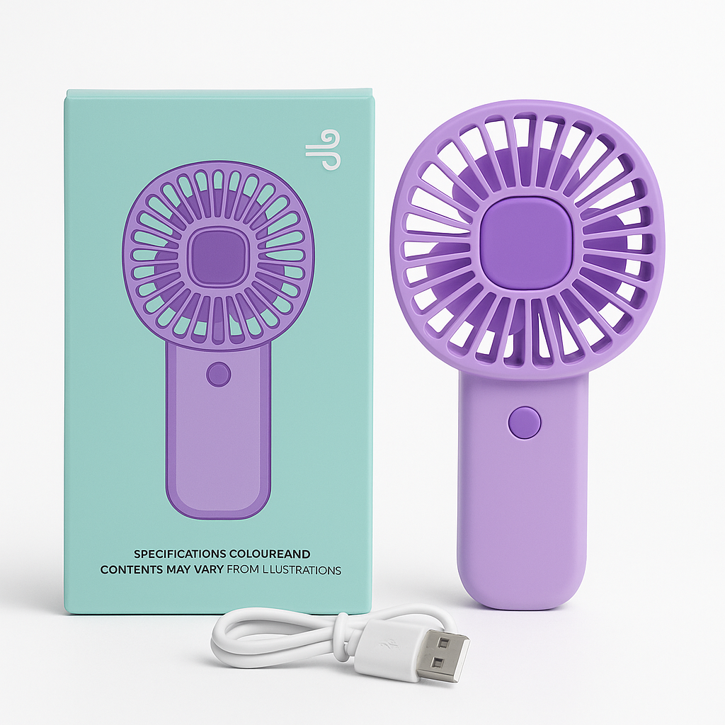 Mini Portable USB Hand Fan with Stand | Rechargeable 1200mAh Battery | 3-Speed High-Speed Cooling Fan | Up to 3 Hours Runtime | Desktop, Table & Travel Fan for Home, Office & Outdoor Use (Multicolour)